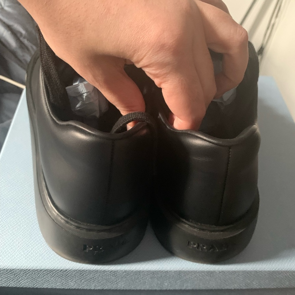 Prada leather sneakers - black - platform sole. Size 38. - Picture 2 of 10